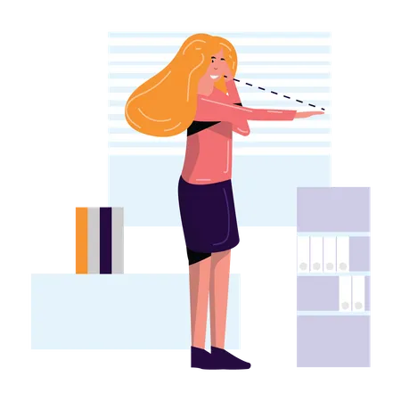 Woman Exercising At Work  Illustration