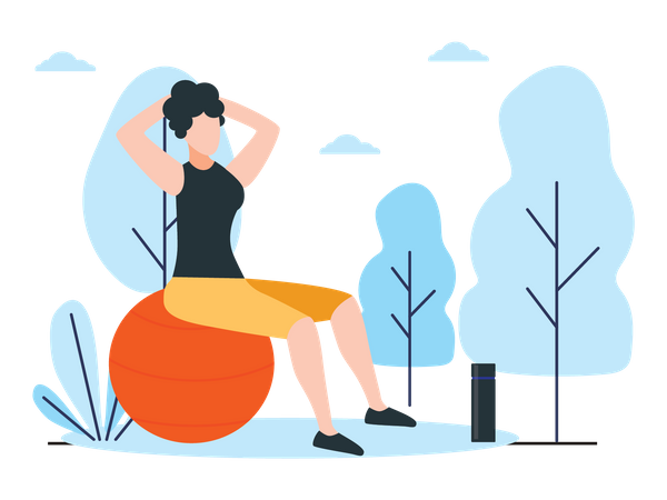 Woman Exercising On Ball  Illustration