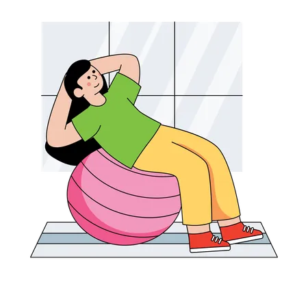 Woman exercising on gym ball  Illustration