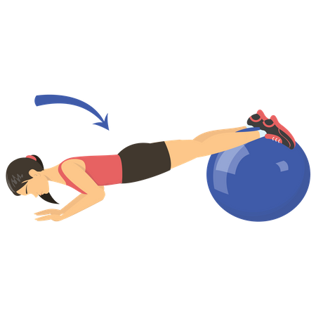 Woman exercising on gym ball  Illustration