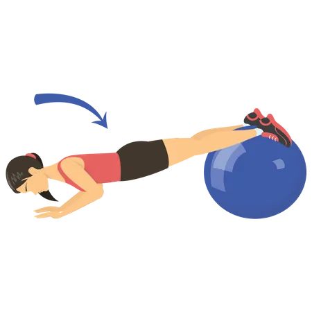 Woman exercising on gym ball  Illustration