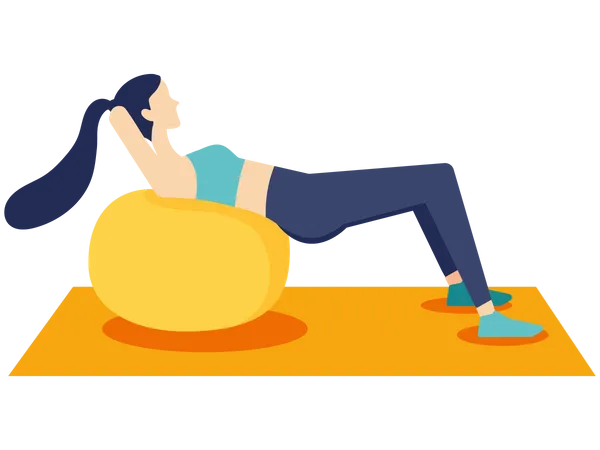 Woman exercising on gym ball  Illustration