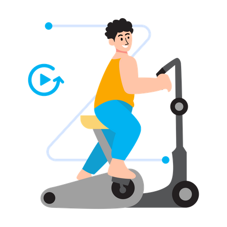 Woman exercising on gym cycle  Illustration