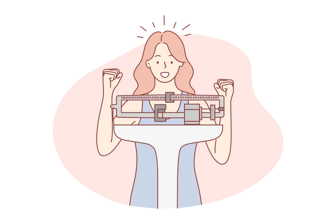 Woman exercising using gym machine  Illustration