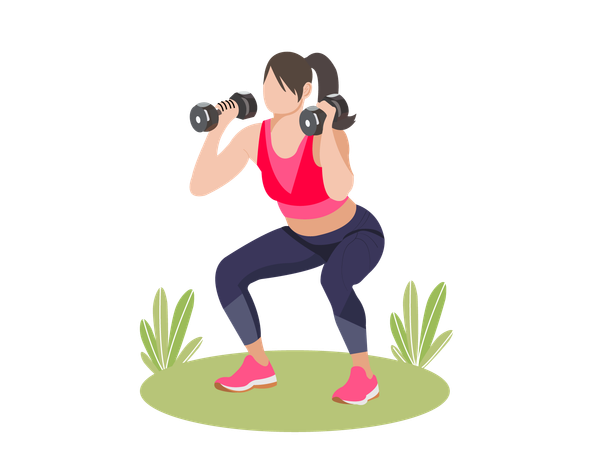 Woman exercising with dumbbells  Illustration