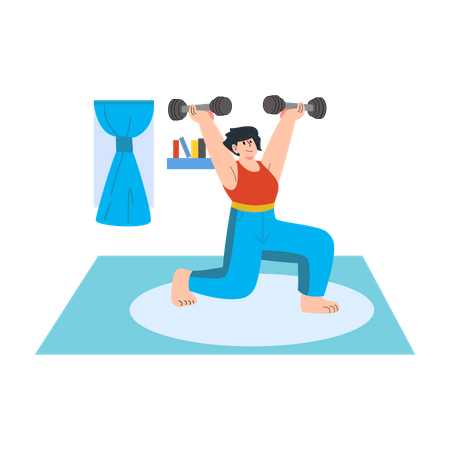 Woman exercising with dumbbells  Illustration