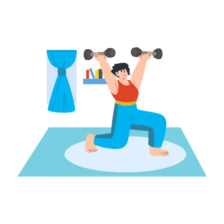 Woman exercising with dumbbells  Illustration