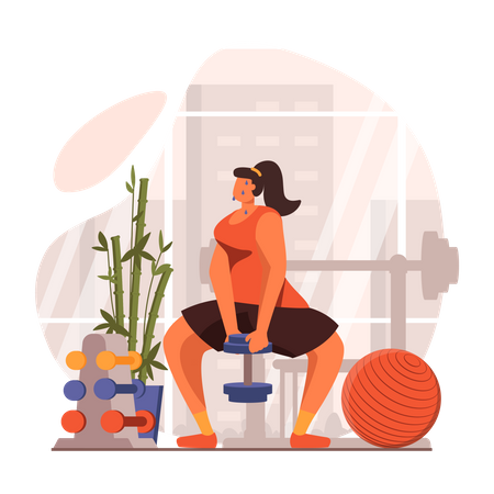 Woman exercising with dumbbells  Illustration