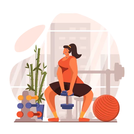 Woman exercising with dumbbells  Illustration