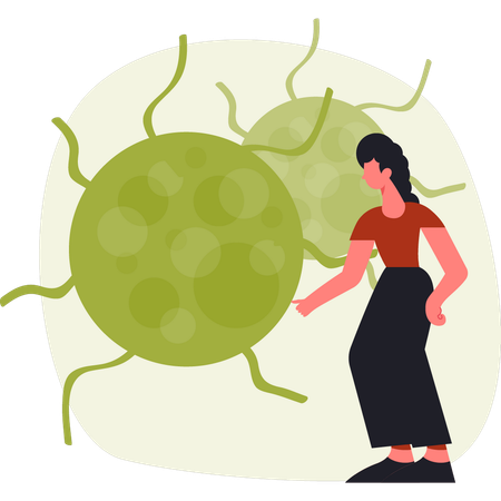 Woman explaining hair ball bacteria  Illustration