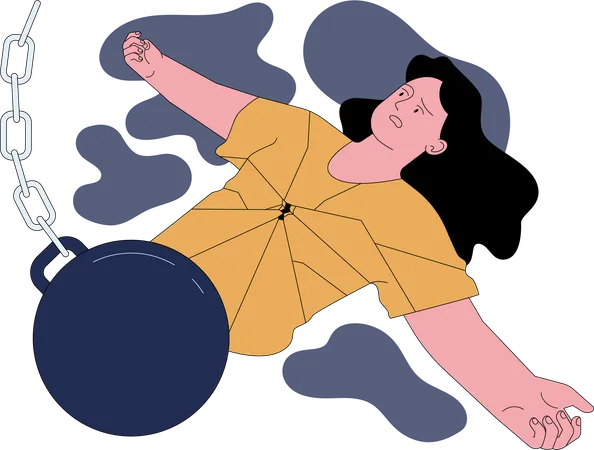 Woman falls from great height  Illustration