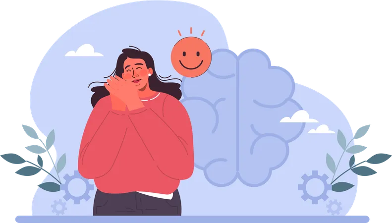 Woman feels hopeful with positive mind  Illustration