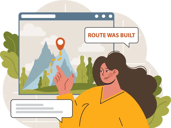 Woman finding route  Illustration