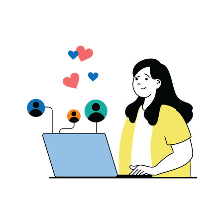 Woman gathering users on social media  Illustration