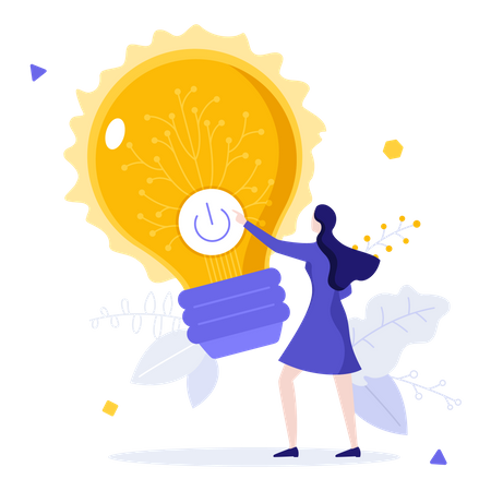 Woman generating innovative idea  Illustration