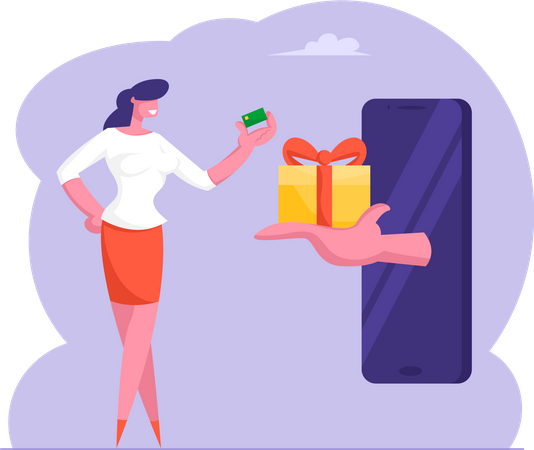 Woman getting loyalty rewards  Illustration