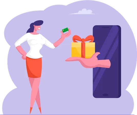 Woman getting loyalty rewards  Illustration