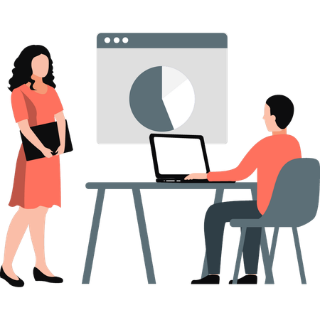 Woman giving interview to boss  Illustration