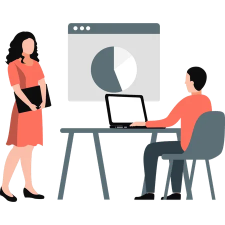 Woman giving interview to boss  Illustration