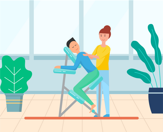 Woman giving massage to man  Illustration