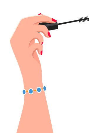 Woman hand holding mascara  Illustration