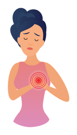 Woman having symptoms of cardiac arrest  Illustration