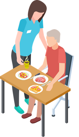 Woman helping aged person  Illustration