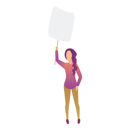 Woman Holding Blank Card  Illustration