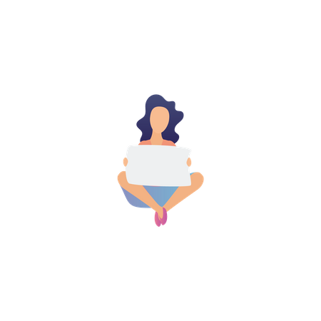 Woman Holding Blank Card  Illustration