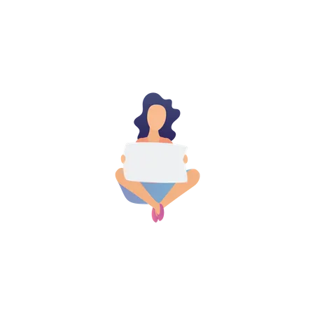 Woman Holding Blank Card  Illustration