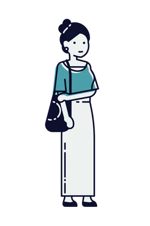 Woman holding shoulder bag  Illustration