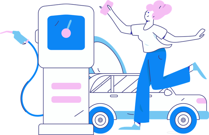 Woman invests in petrol pump for business growth  Illustration