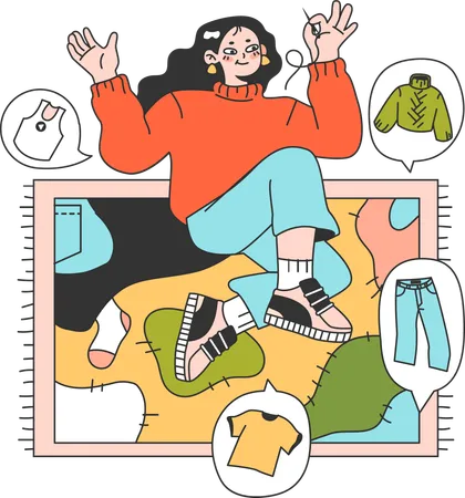 Woman is doing clothes recycling  Illustration