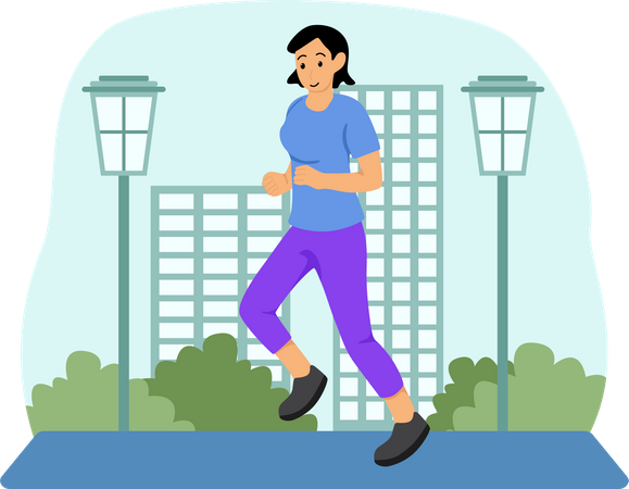 Woman Jogging On Road  Illustration