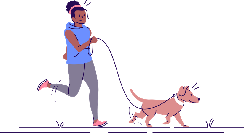 Woman jogging with dog  Illustration