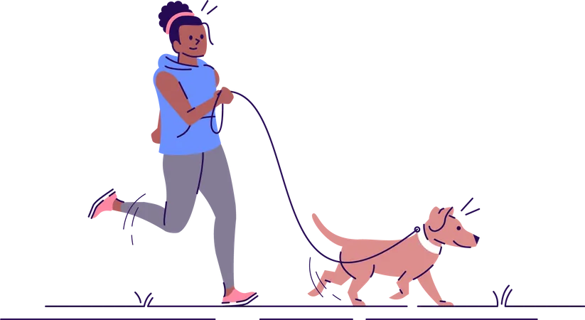 Woman jogging with dog  Illustration