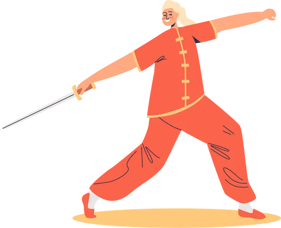 Woman kung fu fighter  Illustration