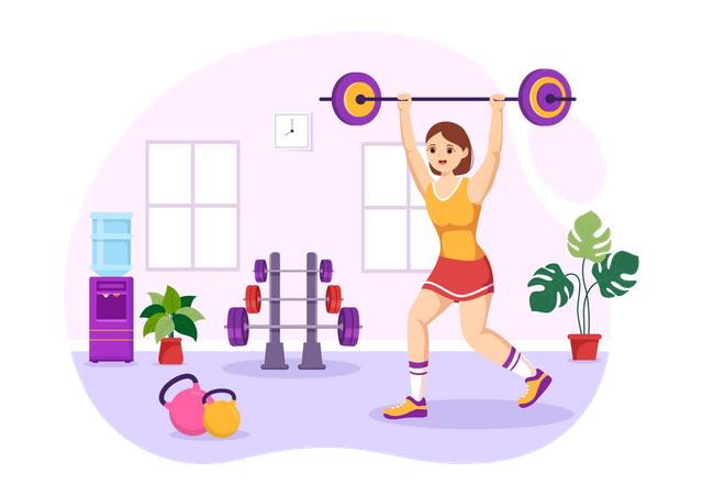 Woman Lifting Barbell  イラスト