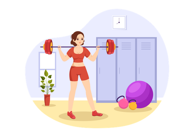 Woman Lifting Barbell  Illustration