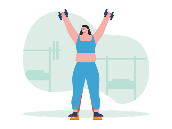 Woman lifting dumbbells  Illustration