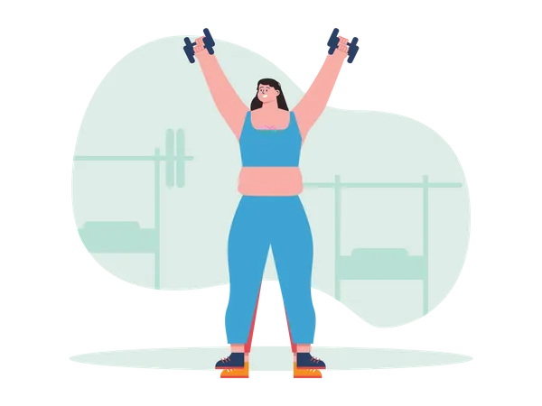 Woman lifting dumbbells  Illustration