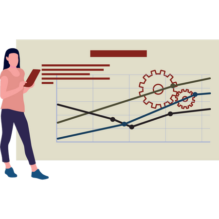 Woman looking at graph setting  일러스트레이션