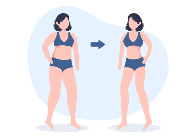 Woman losing weight  Illustration