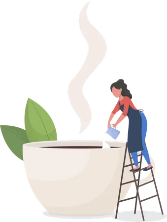 Woman making coffee  Illustration