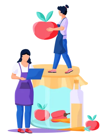 Woman making healthy food at home  Illustration