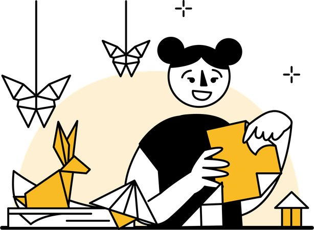 Woman making origami  Illustration