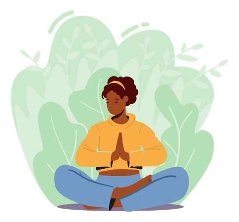 Woman Meditating In Lotus Pose  Illustration