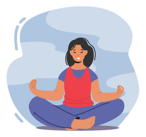 Woman Meditating In Lotus Pose  Illustration