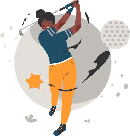 Woman Playing Golf Ball  Illustration