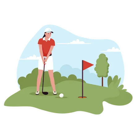 Woman Playing Golf  Illustration